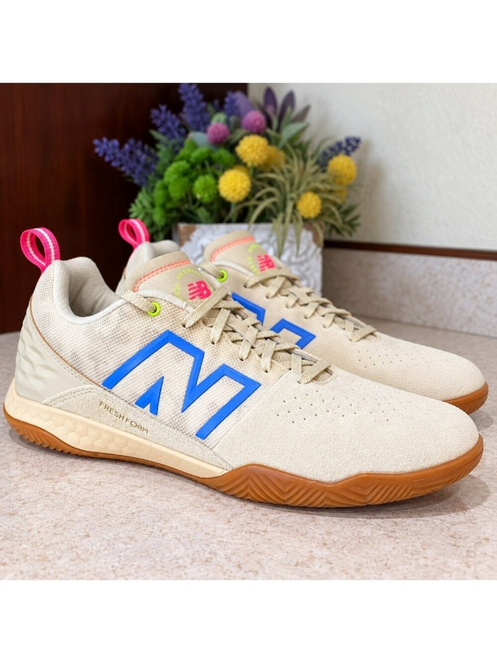 New Balance Audazo Futsal Indoor Soccer Shoes Men’s 11 Cream Blue Gum Like New